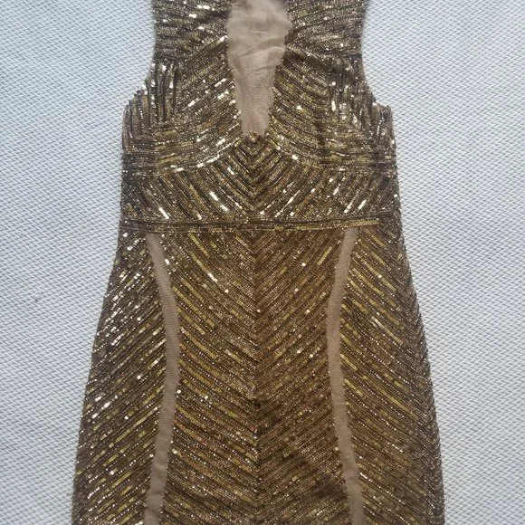 X by NBD gold sequin dress medium